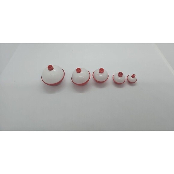 FISHING 34 Bobbers Red White Plastic SNAP ON FLOAT Assorted Sizes New - Picture 5 of 8